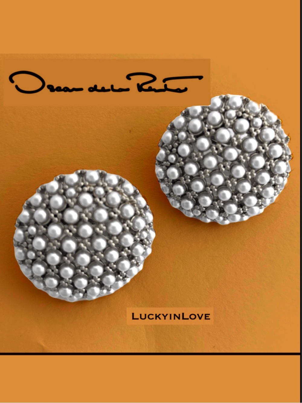 OSCAR de la RENTA Pearl embellished Dome Earrings Oxidized Silver White Clip-On